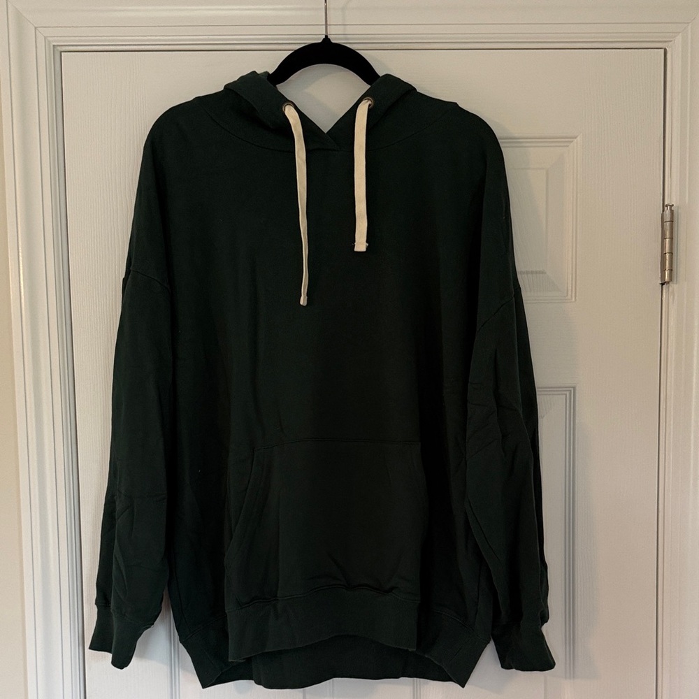 Buffalo David Bitton Dark Green Pullover Hoodie with Cream Drawstrings